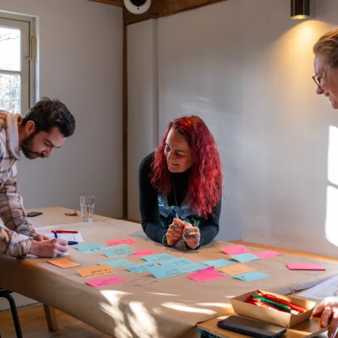 Stickies plakken en ideeën bedenken tijdens design sprint